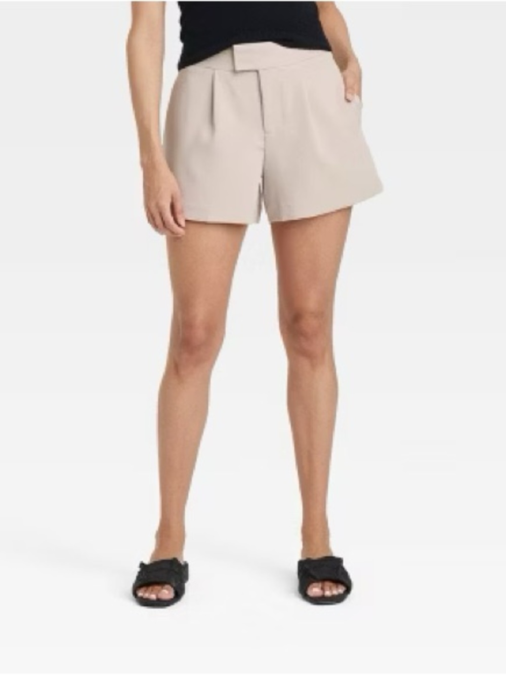 a new day Tailored Pleat Front Cream Shorts